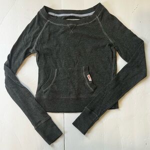 Aeropostale gray boatneck sweatshirt Kangaroo front pocket Long Cuff Sleeves XS